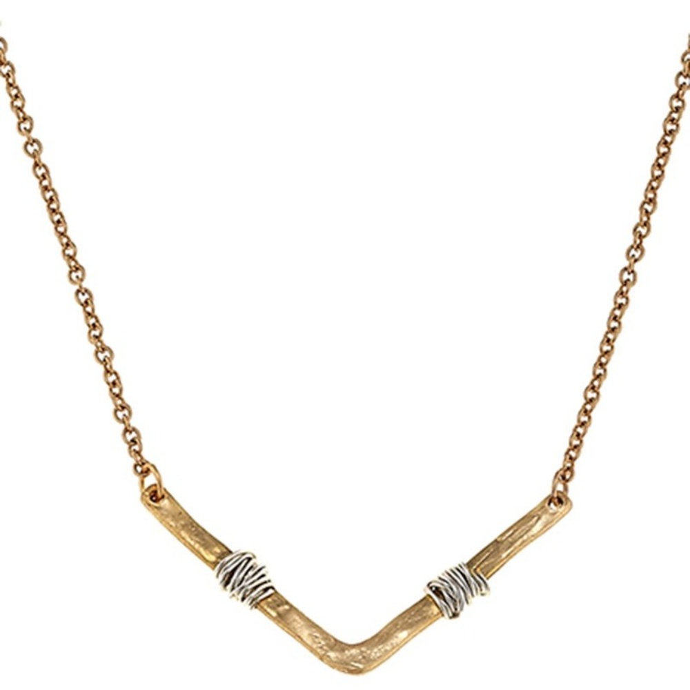 WIRE WRAPPED CHEVRON PENDANT NECKLACE